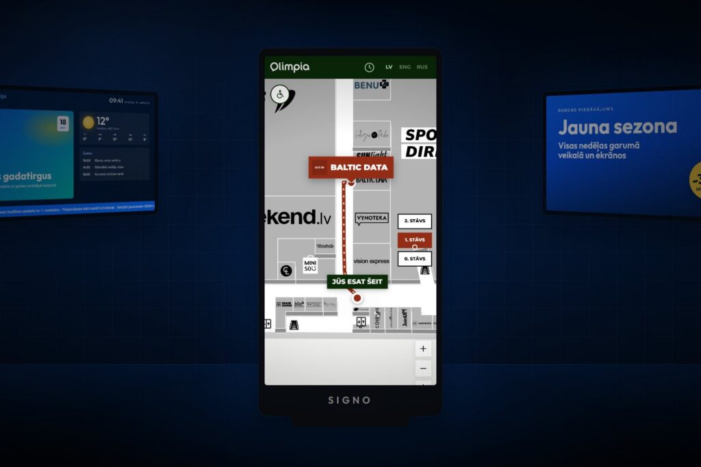Kiosks ar maršrutu tirdzniecības centrā